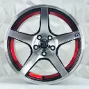 RIN 15X8 5-100 R1 SPORT 1318 BLACK MACHINE RED UNDERCUT* ET0 CB73.1 